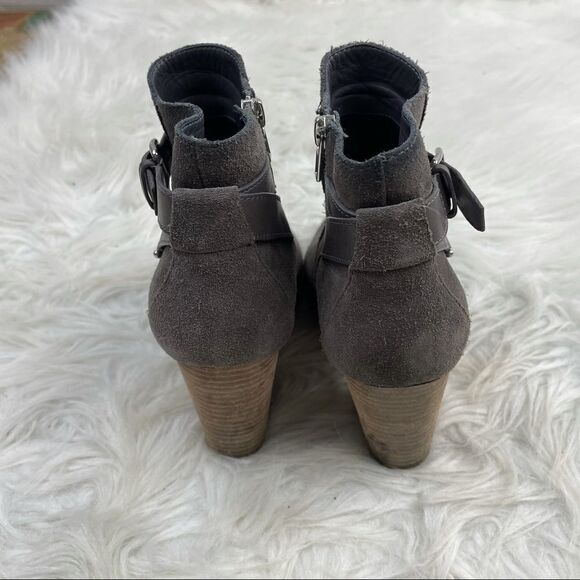 Cole Haan Buckle Suede Leather Heeled Ankle Booties - Picture 5 of 9